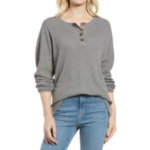 Treasure & Bond Henley Thermal Gray Long Sleeve Size L